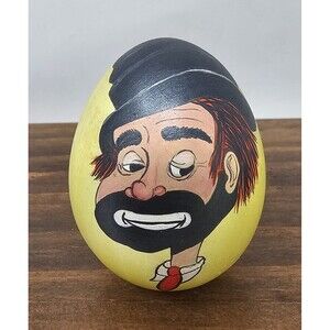 Vtg 1982 Crafted Hobo Clown Face Ceramic Egg Painted Collectible 2.5" Signed